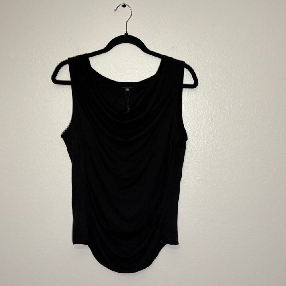Adrianna Papell NWT Scoop Neck Ruched Black Tank Large